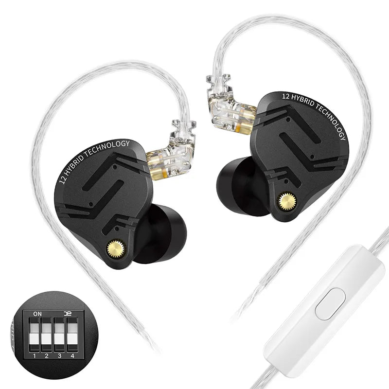 KZ ZS12 PRO X Hybrid Dynamic & Balanced Armature Technology IEM Earphone Upgrade HiFi Bass In Ear Headphone Tunning Wire Headset