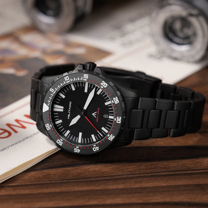 Militado ML16 39mm Quartz Dive Watch Sapphire Crystal 200M Water Resistant Ceramic Bezel BGW9 Lume Screw Down Crown