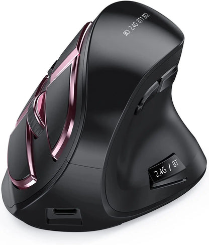 Jomaa 2.4G+Bluetooth Vertical Mouse Wireless for Apple Mac Laptop Notebook 9 Buttons Rechargeable Gaming Mouse for PC Ipad