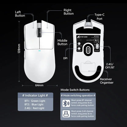 ATTACK SHARK X11SE Ultra-Light Wireless Gaming Mouse,20Million cycles life,PAW3311 Gaming,22KDPI,400IPS,40G,1KHz,65 Hours,30mAH