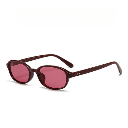 Personalized oval-shaped small frame plastic-rimmed sunglasses for men and women, suitable for daily sun protection