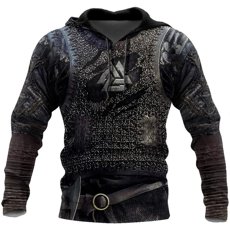 2024 Mens Hoodies Eagle Tattoo Pattern Vikings 3D Printed Fashion Casual Harajuku Hip Hop Autumn And Winter Oversized Sudaderas
