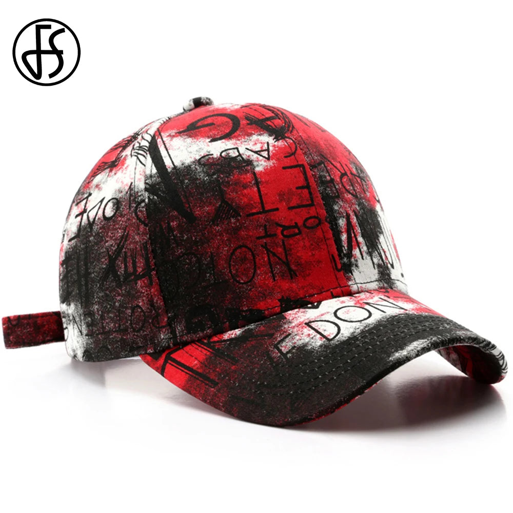 FS Black Red Graffiti Baseball Caps For Men Luxury Brand Women Hat Snapback Hip Hop Cap Street Trucker Hats Casquettes Hommes