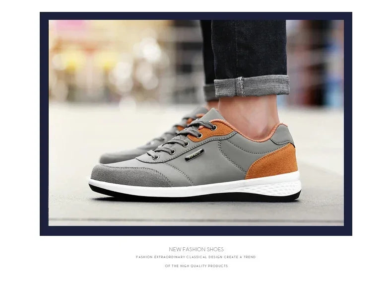 YRZL Men Shoes Spring Autumn Waterproof Walking Sneakers Leisure Male Leather Sports Shoes Non-Slip Footwear Tennis for Men
