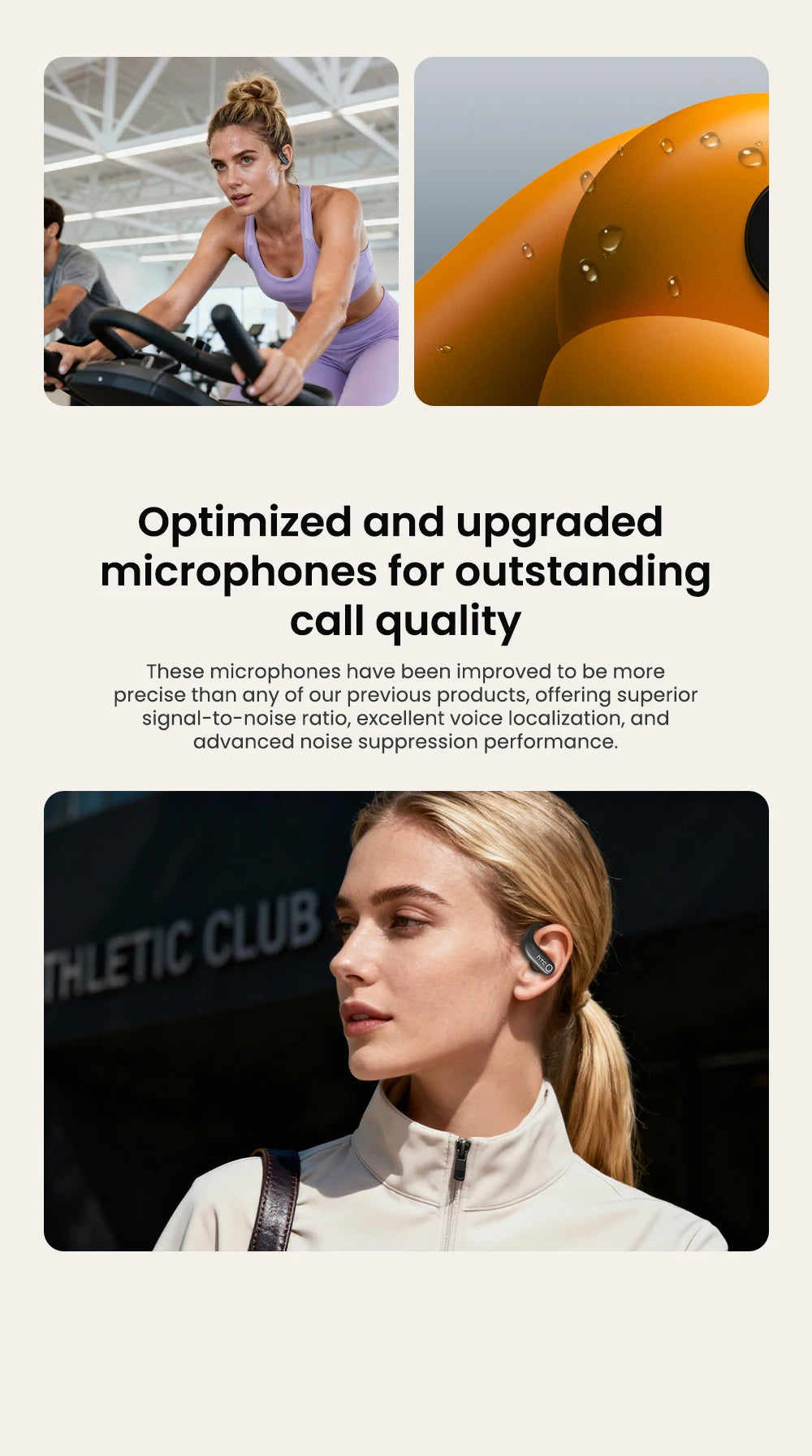 HTC NE61 Bluetooth Earphones Noise Reduction Sports Wireless Headphones AI Translator Heart Rate Monitor Earbuds