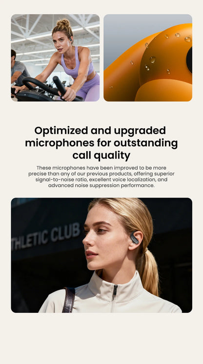 HTC NE61 Bluetooth Earphones Noise Reduction Sports Wireless Headphones AI Translator Heart Rate Monitor Earbuds
