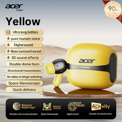 Acer Ohr548 Wireless Bluetooth Headphones with In-Ear Design, Anc Call Noise Reduction, Charging Case, Stereo Sound Effect, Low Latency for Gaming, Comfortable Fit for Sports, Running, and Fitness