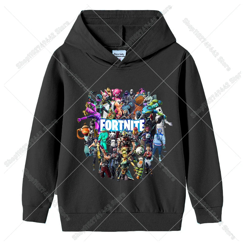 Lasten Fortnite-huppari syksyyn, ohut hupullinen collegepaita pojille ja tytöille, pitkähihainen pusero, urheilu- ja vapaa-ajan lastenvaate
