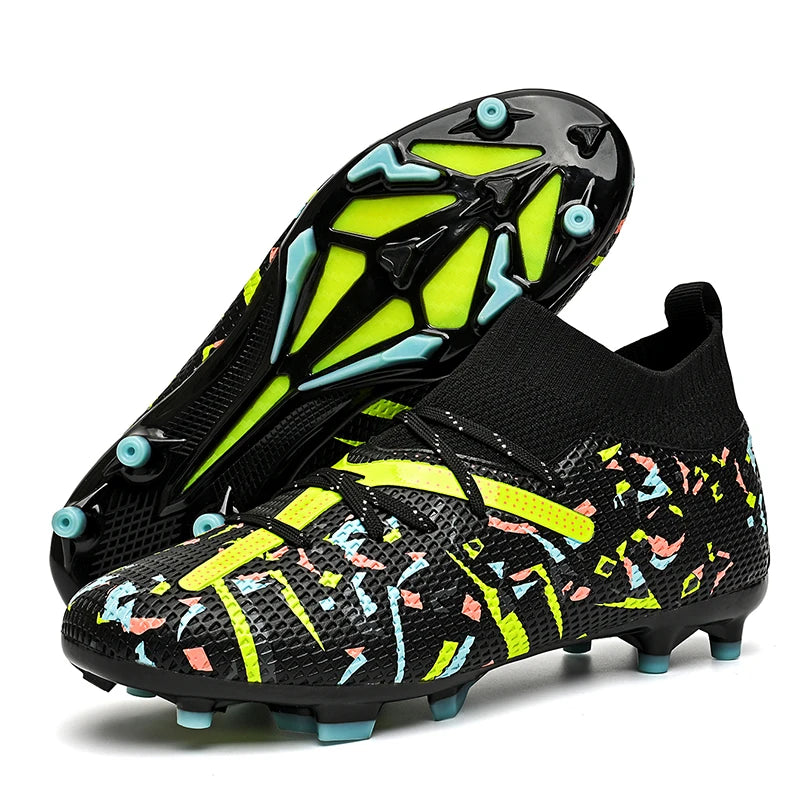 Botas de fútbol LiXingMing para hombre, blancas, profesionales, de caña alta, tacos de fútbol society, calzado de fútbol antideslizante para partido y entrenamiento