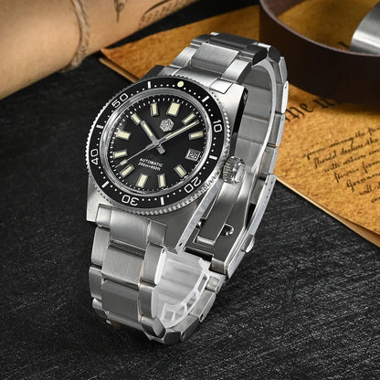 San Martin New 62mas 37mm Diver Mens Watch Classic Luxury Sapphire PT5000 SW200 Automatic Mechanical Watches Date 20Bar Luminous