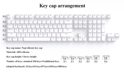 Nogi Cherry Profile ABS Silicone Keycap White Black Sakura Pep Very Peri for Keyboard Gh60 Poker 87 TKL 104 ANSI Xd64 Bm60 Xd68