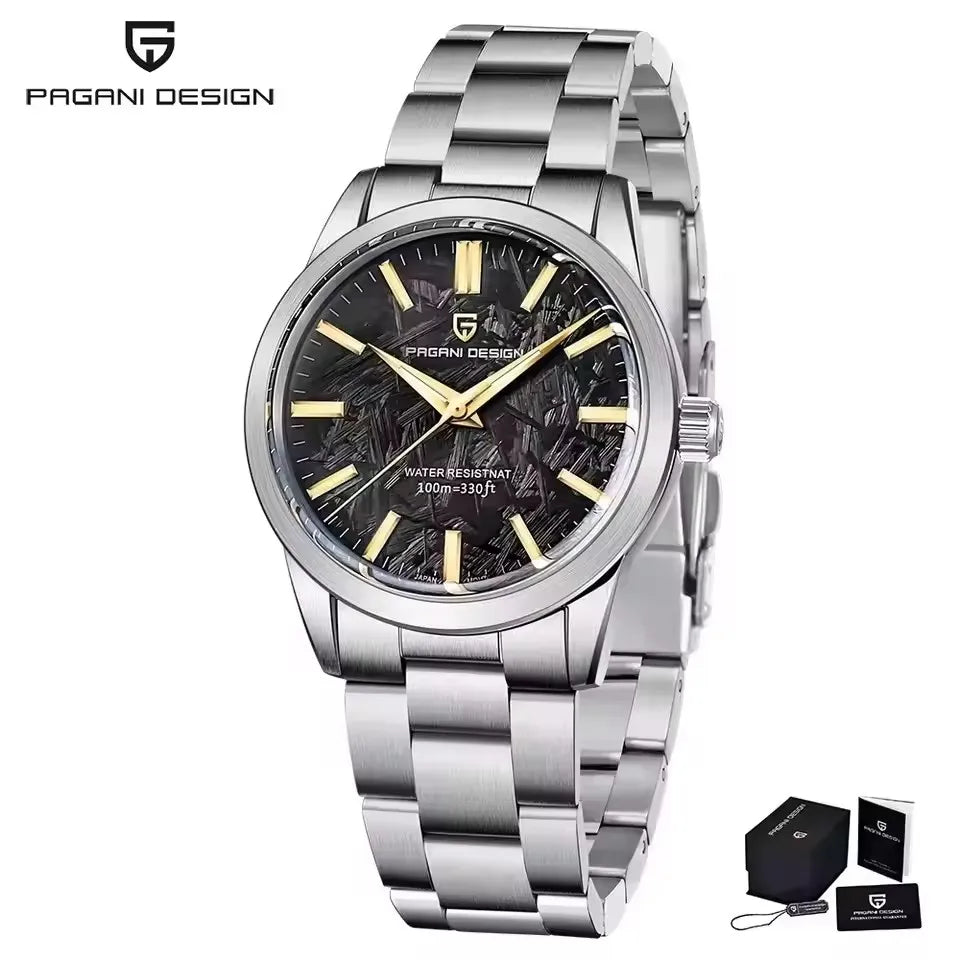 PAGANI DESIGN 40MM Meteorite dial Men Quartz Watches Luxury Business 316L Stainless Steel 100M Waterproof Watch For Men clock