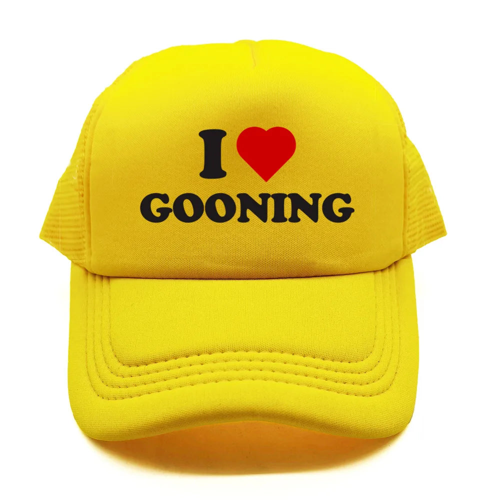 Funny I Love Gooning Baseball Caps Cool Summer Men Mesh Net Hat Humor Trucker Cap Unisex Outdoor Mesh Net Caps MZ-080