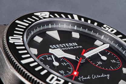 SEESTERN Chronograph Man of Watch Mechanical Tianjin ST1901 Movement Sapphire Wristwatches Nylon Sticker Strap Luminous Skeleton
