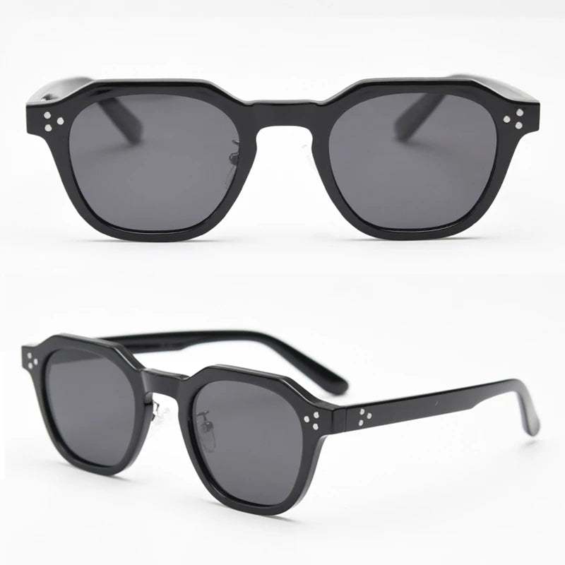 Peekaboo korean style retro sun glasses for women TR90 frame polygon polarized sunglasses uv400 male green brown 2023 summer