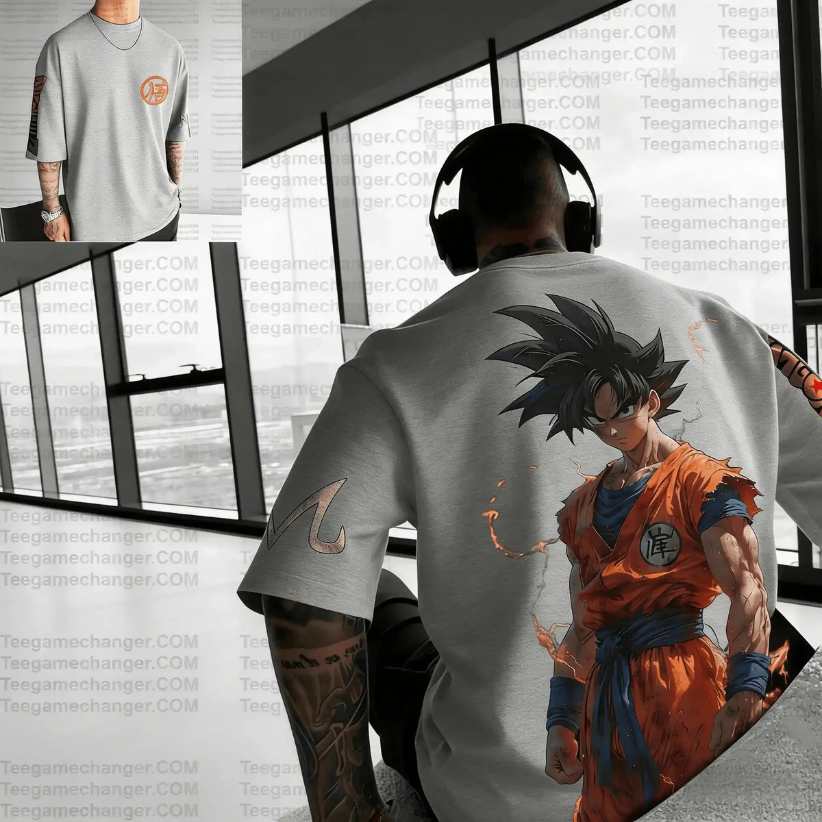 Tricou vintage pentru bărbați cu motiv anime „Goku rănit în bătălia de vară din Dragon Ball”, din bumbac pur, casual, lejer, sportiv, pentru uz zilnic