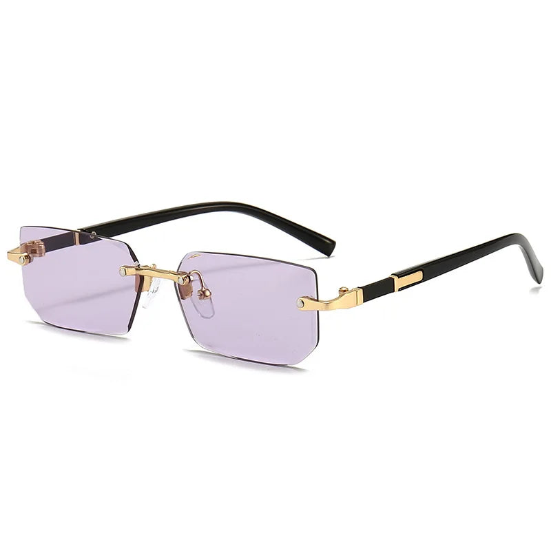 Mode Rimless Solglasögon Män Kvinnor Populära Ramlösa Solglasögon Man Kvinna Klassiska Små Fyrkantiga Sommar Resesolglasögon