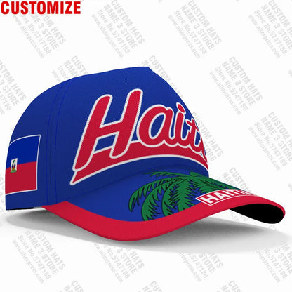 Cappellino personalizzato gratuito con nome dell’università, numero e logo della squadra di Haiti (Hti) – Viaggi nel Paese – Nazione francese – Bandiera della Repubblica di Haiti – Cappellino da baseball