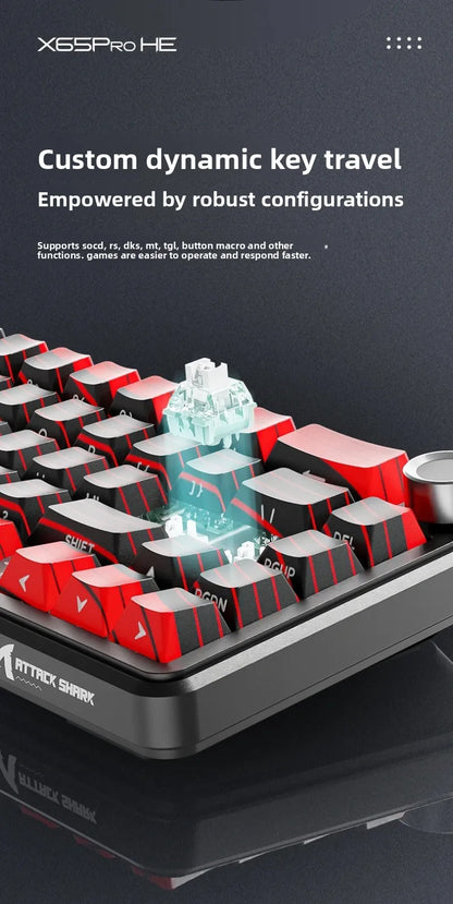 Attack Shark X65 PRO HE Magnetic Switch Keyboards 8K RT0.001mm Side Engraving Bluetooth Wireless Gaming Keyboards Windows Mac PC