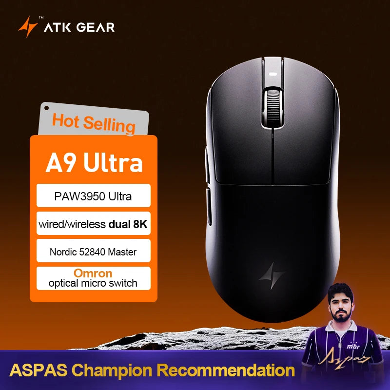 ATK Dragonfly A9 Ultra Wireless Gaming Mouse PAW3950 Ultra Lightweight Tri-mode Ergonomic E-sports Gamer FPS Mice A9 SE Plus