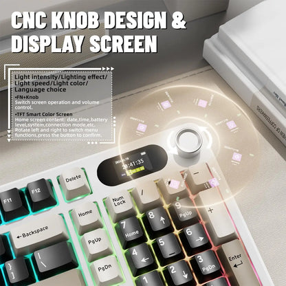 ATTACK SHARK X98Pro Wireless Mechanical Keyboard with Screen & Knob, Tri-mode Gasket Hot Swappable RGB  Keyboard, Web Driver
