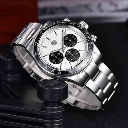 Herreur Rolls Timi Panda – Kvarts-kronograf, luksusmodel, safirglas med antirefleksbehandling, vandtæt, sporty stil