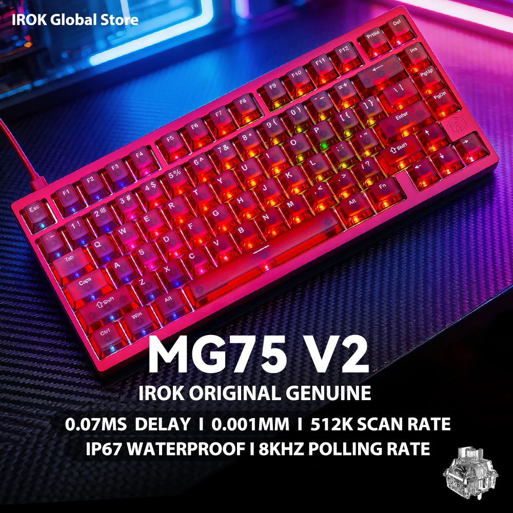 IROK MG75 V2 MG75V2 magnetische Gaming-Tastatur aus Aluminium, mechanisch, Rapid Trigger 0.07ms, 8KHz, 0.001mm, 512K Abtastrate, Gamer-Tastatur