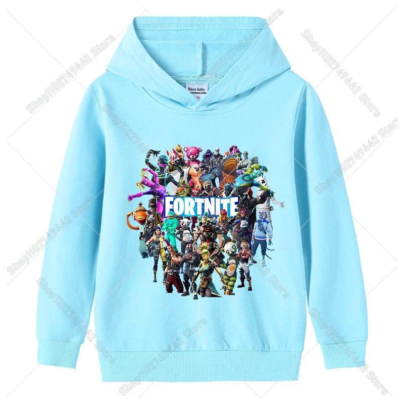 Lasten Fortnite-huppari syksyyn, ohut hupullinen collegepaita pojille ja tytöille, pitkähihainen pusero, urheilu- ja vapaa-ajan lastenvaate