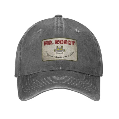 Computer med Sourires Anime Funny Mr Robot Custom Retro Cowboy vasket baseballkasket til mænd Denim solhat Hip Hop-kasket