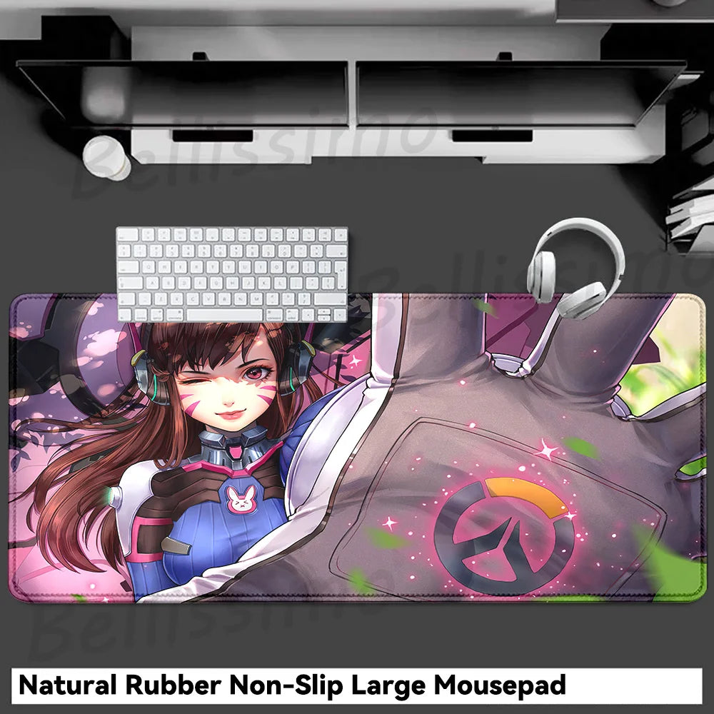 Accessori gaming O-Overwatch D-D.va Tappetino mouse grande Tappetino per tastiera e mouse PC Scrivania XXL Tappetini estesi Gamer Mausepad