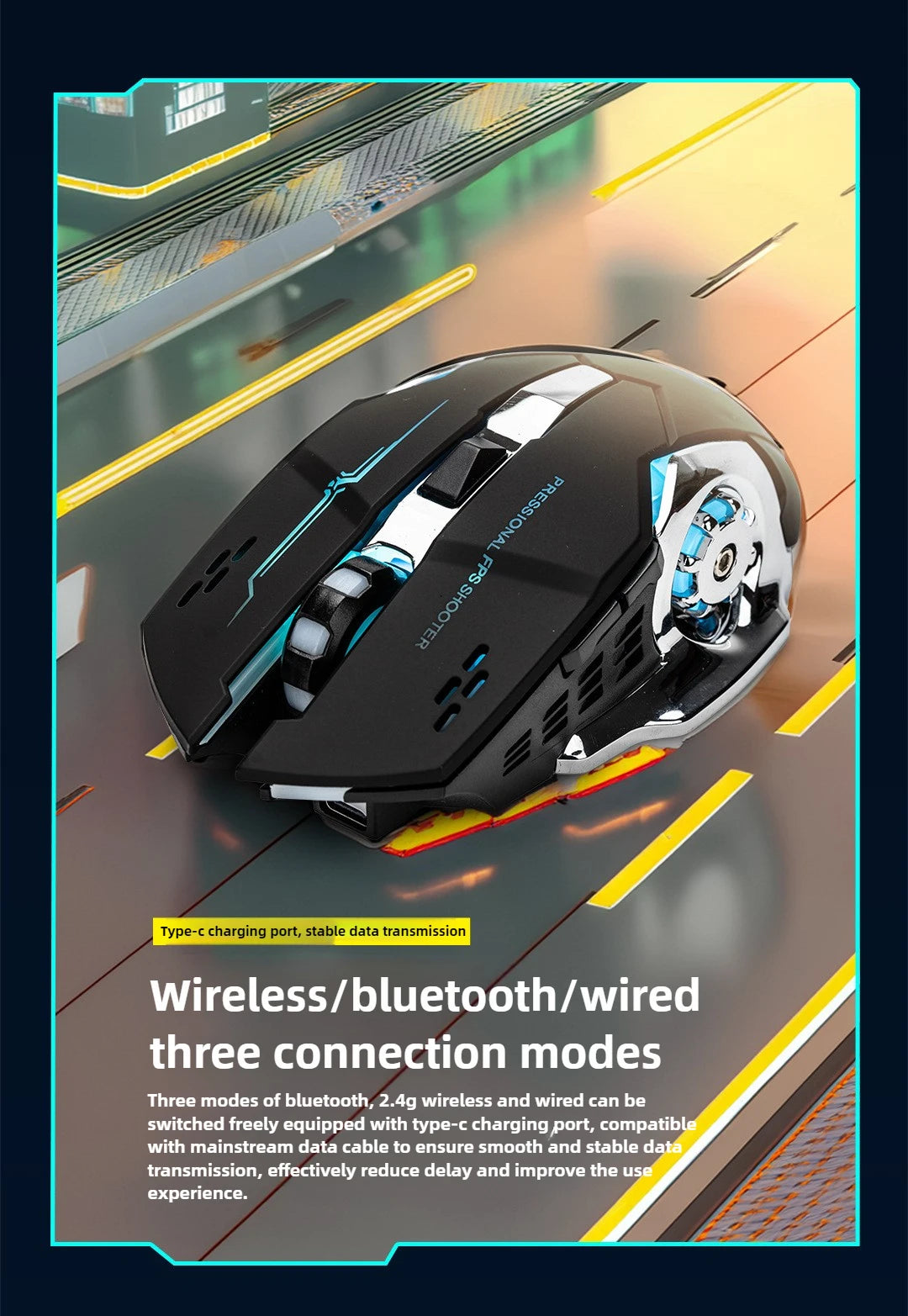 MINGCVIL Rechargeable Wireless Mouse Gaming Computer Bluetooth Mouse USB Mechanical E-Sports Backlight PC Mouse For Computer