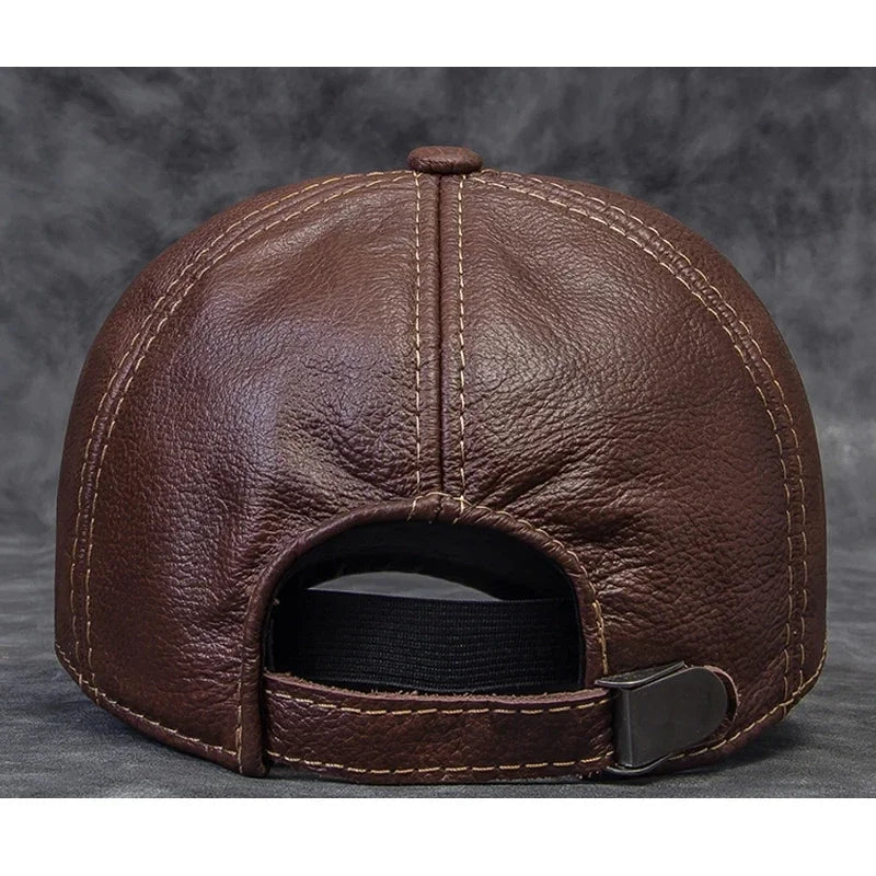 2025 Male Genuine Leather Cowhide 56-60CM Black/Brown Baseball Caps Eagle Print For Man Casual Street Gf Gorras Dad Hat