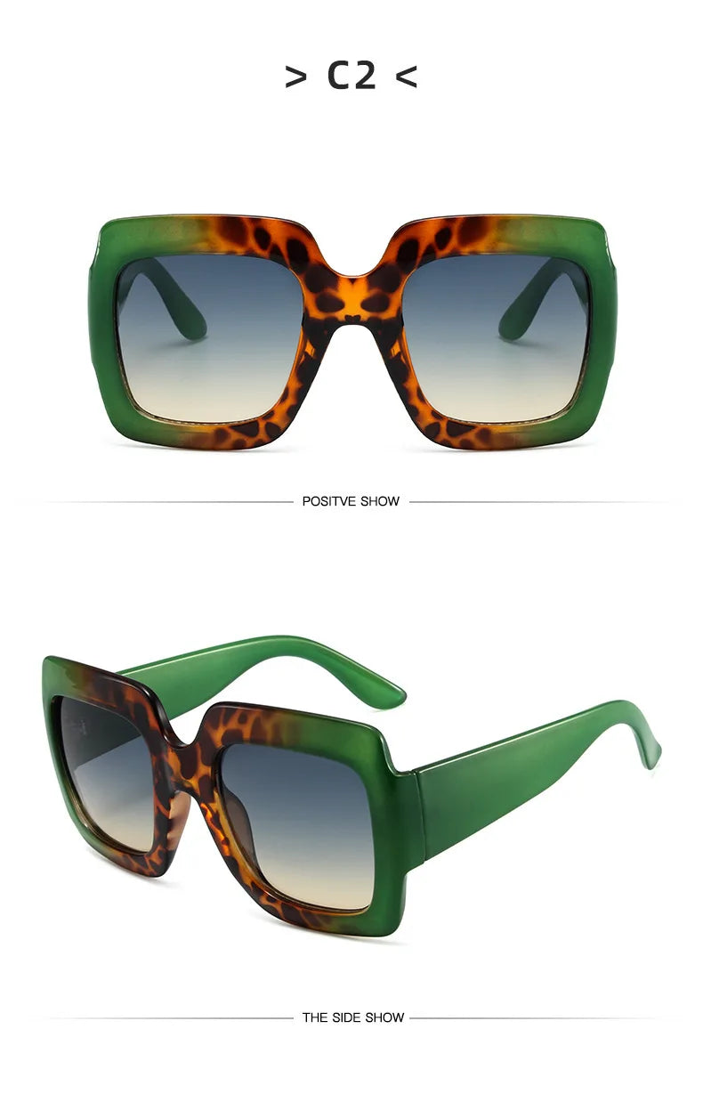 Fashion Women Oversize Sunglasses Gradient Retro Luxury Brand Designer Square Sun Glasses Female Trending Shades UV400 Eyeglas