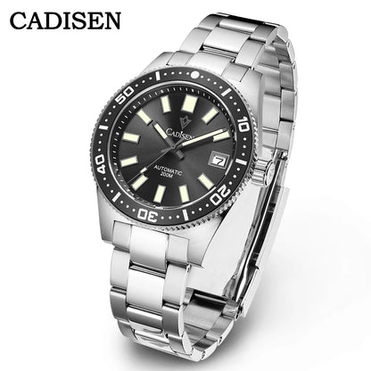 CADISEN New 38mm Diver Mens Watch Japan 8215 Automatic Mechanical Sapphire Glass Date Luminous 100M Waterproof Wrist watch Men