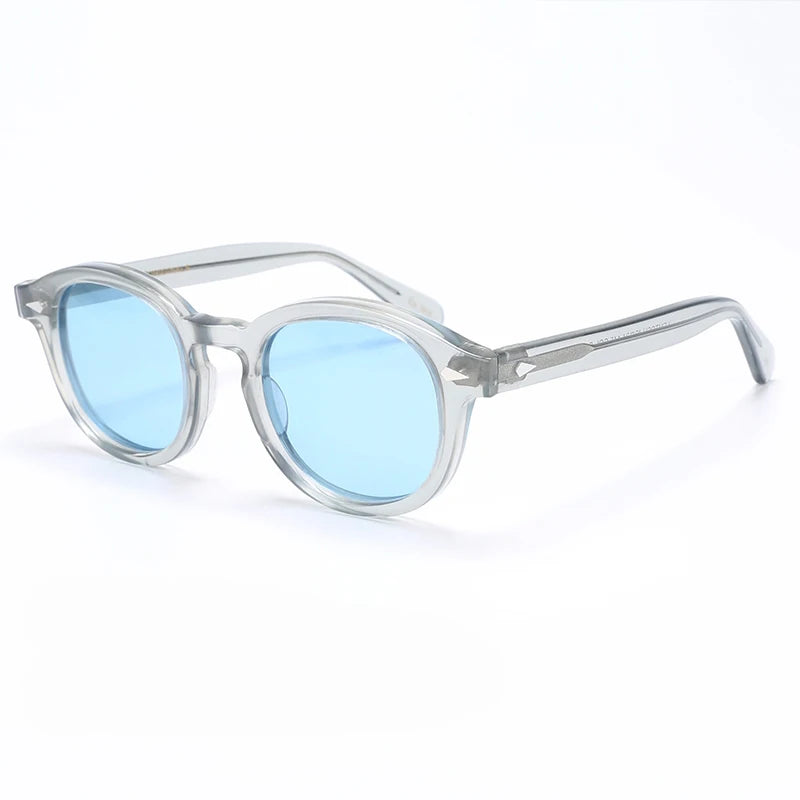 Polariserade solglasögon för män och kvinnor, Johnny Depp-inspirerade solglasögon i Lemtosh-stil, retro, runda, acetatbåge, UV400-glas, Oculos