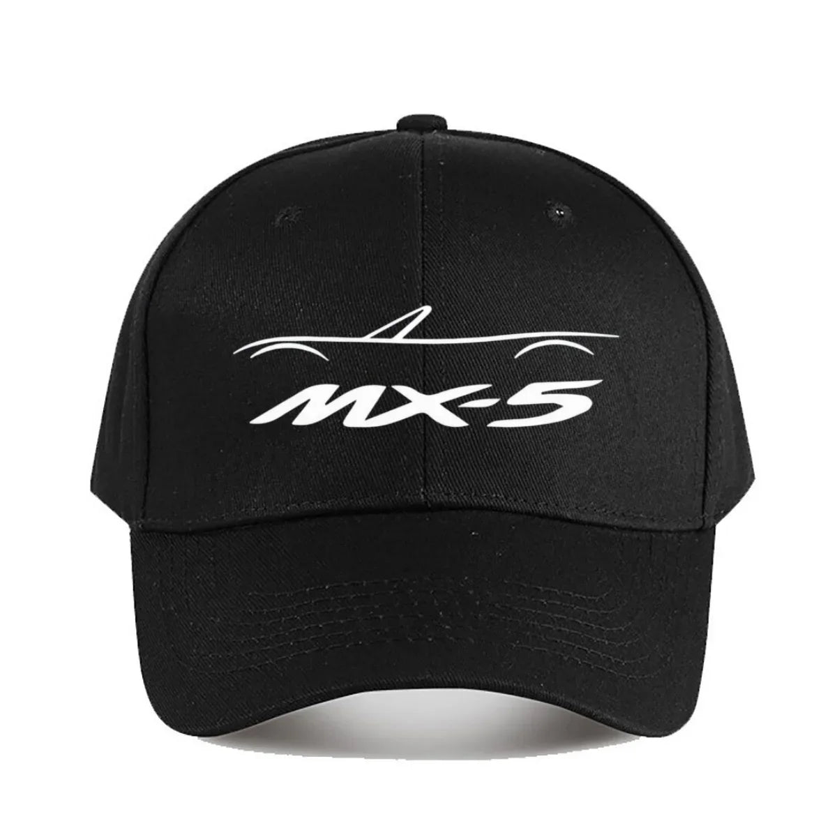 Casquette de baseball MX5 NA pour hommes et femmes - Casquette élégante en polyester noir avec logo blanc, résistante, idéale pour la pêche en plein air et les tenues décontractées