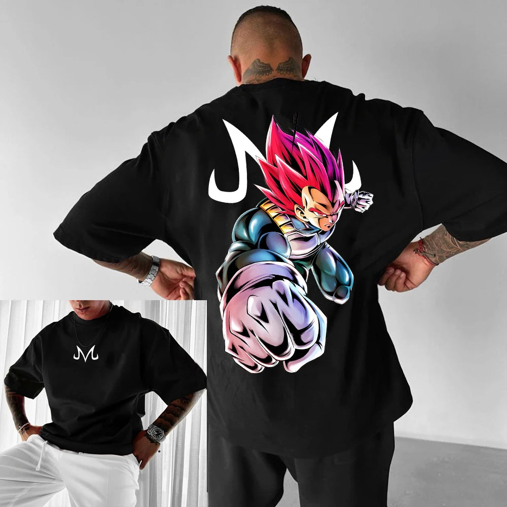 T-shirt en coton à manches courtes imprimé Dragon Ball Z : Son Goku et Vegeta – Vêtements pour hommes et femmes – Style Harajuku, Y2K, vintage, streetwear d'été
