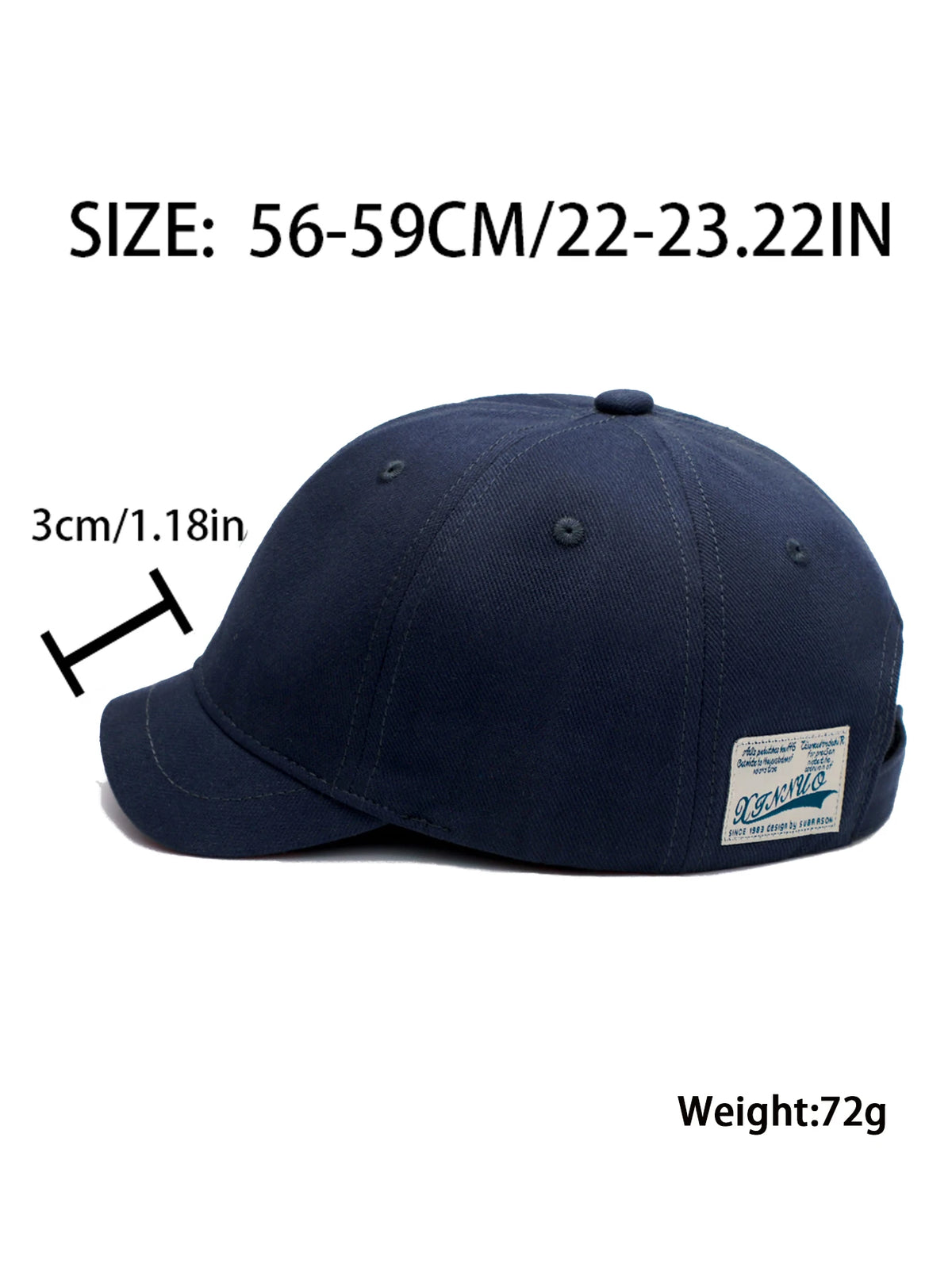 Baseballkasket i bomuld med kort skygge til mænd og kvinder, casual vintage-stil, justerbar „dad hat“ i trucker-stil, lavprofil-kasketter med nylonlukning