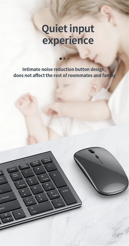 JOMAA Bluetooth-&2.4G-USB-Tastatur-und-Maus-Set für Laptop, Computer und iPad, wiederaufladbare kabellose Tastatur-und-Maus-Kombination, leise
