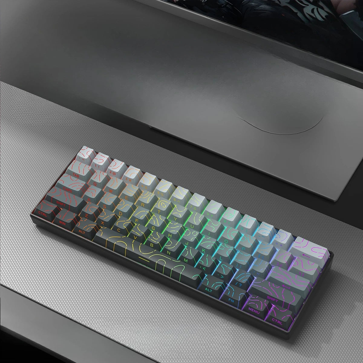 Wireless Gaming Mechanical Keyboard  Bluetooth 60 Percent RGB White Triple Mode Portable Keyboards  key board claviers teclado