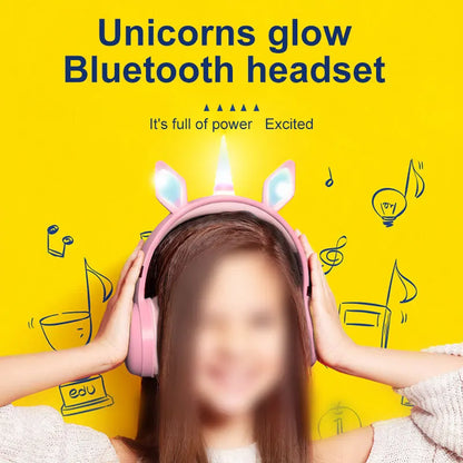 Glow Unicorn Headphones | Bunny Ear Bluetooth Headset with  Mic & TF Slot | Wireless Over-Ear LED