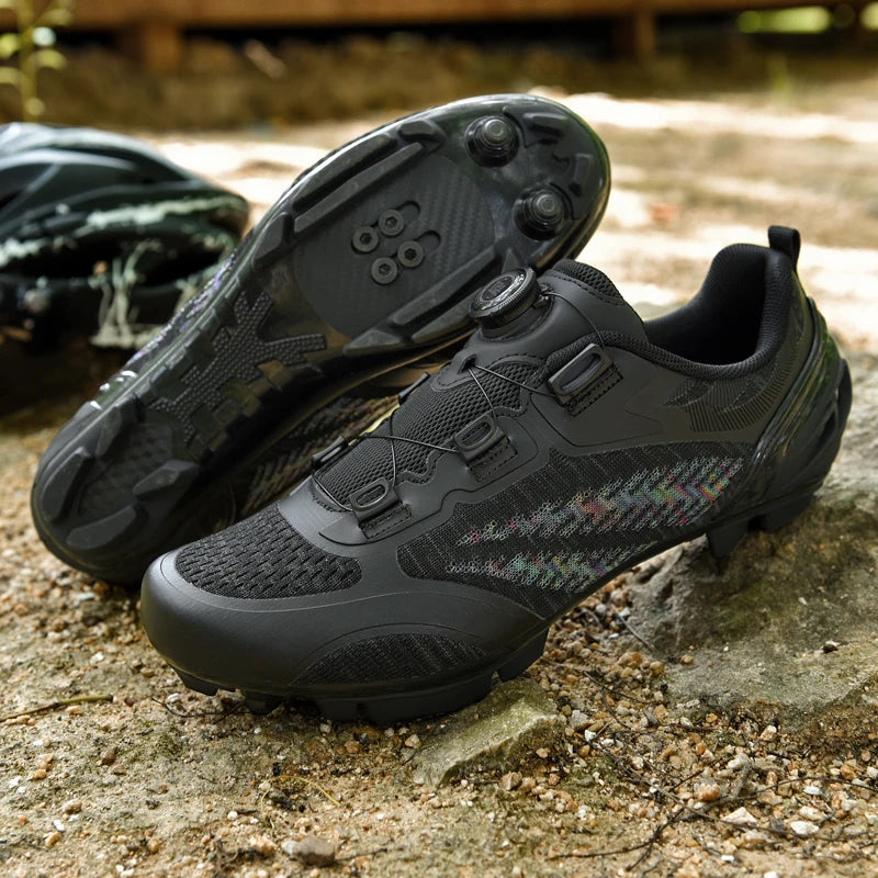 Zapatillas de ciclismo MTB para hombre y mujer T03 moradas, transpirables, de velocidad, con autocierre, para ciclismo de carretera, deporte al aire libre, competición y entrenamiento