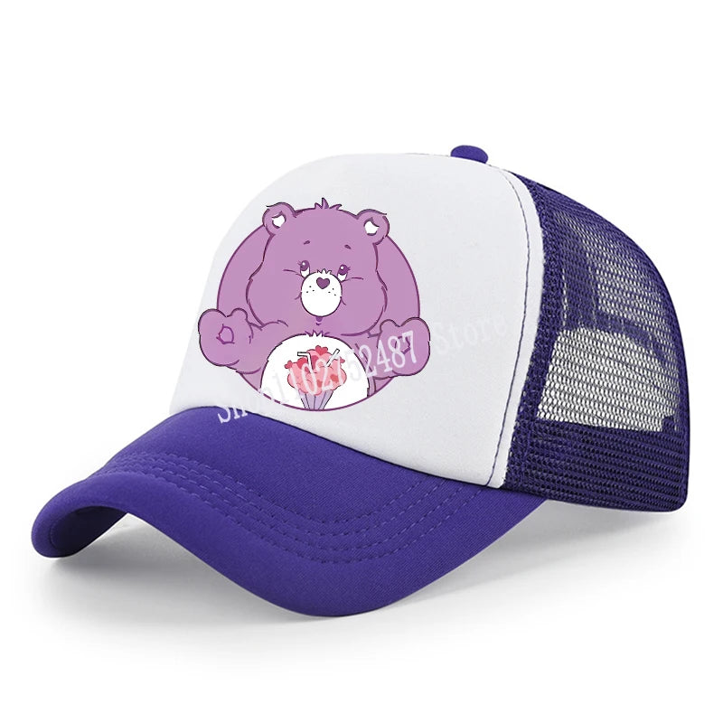 Anime Care Bears baseballová čepice pro dívky a ženy, nová outdoorová sportovní sluneční čepice, letní prodyšná síťovaná sluneční čepice, dětská i dospělá pokrývka hlavy, dárek