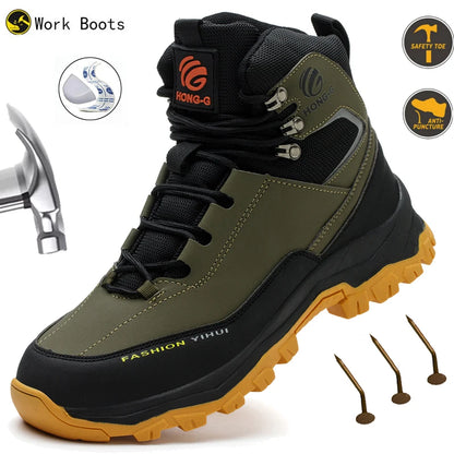 Chaussures de sécurité à embout en acier pour hommes, bottes de travail anti-perforation, chaussures de protection antidérapantes, chaussures de sport pour hommes