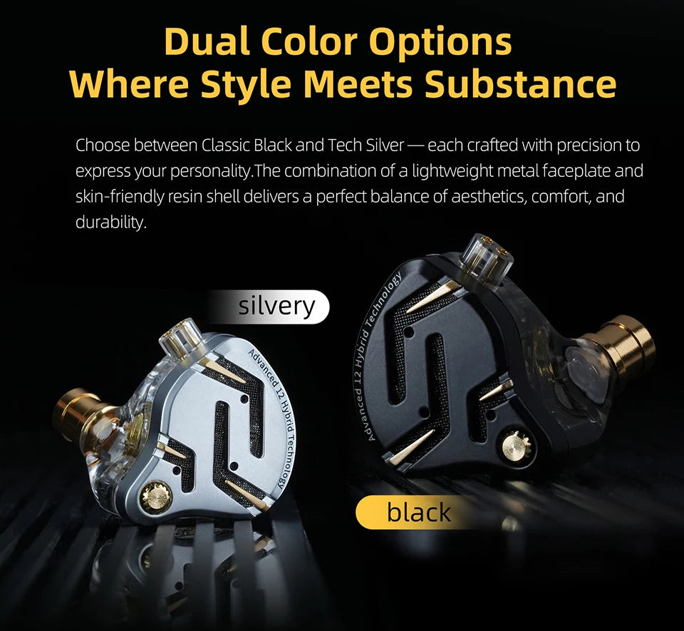 KZ ZS12 PRO 2 Flagship-Grade Super-Linear Hybrid IEM Earphones HiFi Bass In Ear Headphones Esports Gaming Headest Wired Earbuds