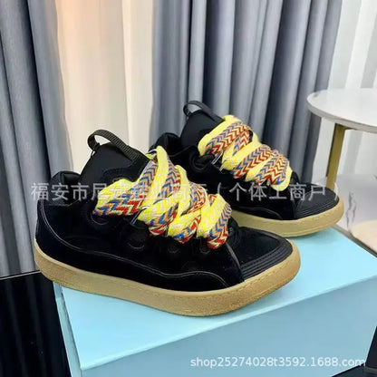 Comfortable High Heel Skate Shoes Thick-Soled Casual Sporty Dad Bag Shoes Vietnamese Cambodian New Style Knot-Tied Slip-On