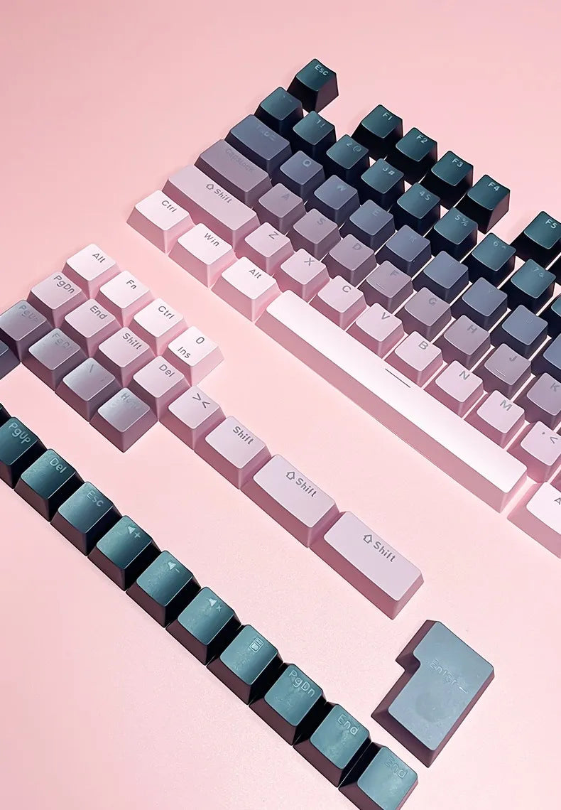 Teclas Gamer RGB retroiluminadas em degradé para teclado mecânico com switch MX, perfil OEM, PBT, branco e azul, layout ISO, teclas DIY