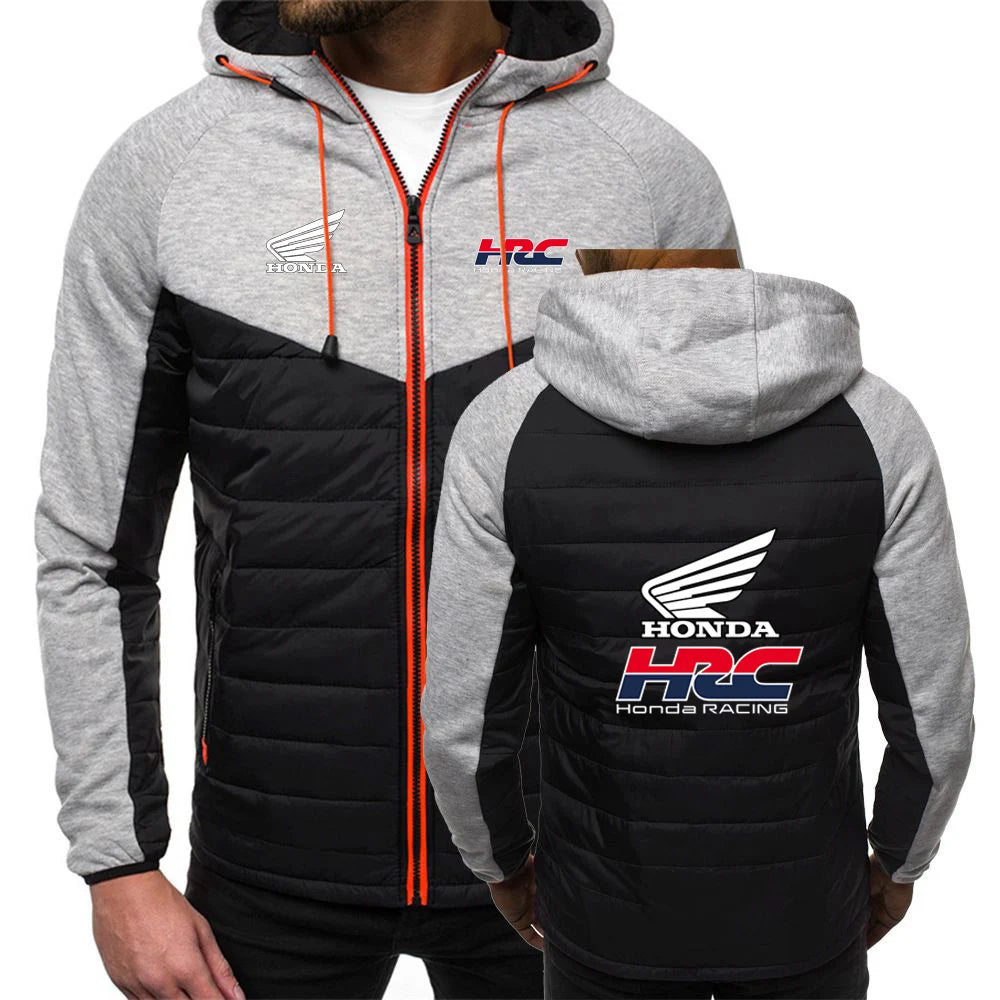 2025 Spring And Autumn Comfortable Jacket Slim Coat Men's New Seven-color Cotton-padded Honda racing Print Patchwork Hoodies, Produit gaming premium Fraquane, produits de luxe, nouvelle génération, équipement gamer