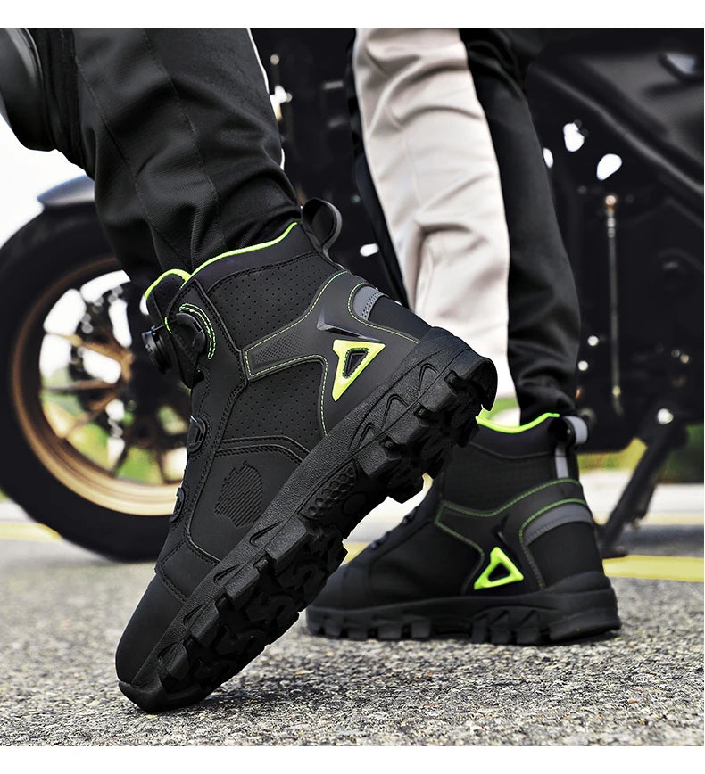 Bottes de moto professionnelles pour hommes, chaussures de course tout-terrain, équipement de moto urbaine, en cuir microfibre ultra-fin