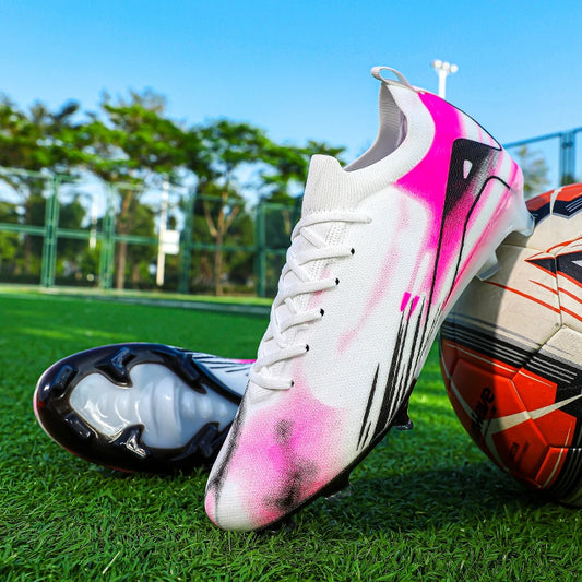 New Men's Football Boots FG Non-Slip Long Spikes Soccer Shoes Training Shoes Soccer Cleats Ultralight Outdoor Drop Shipping